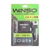 Розгалужувач гнізда прикурювача із запобіжником WINSO 2 в 1+USB,12V+USB 5V[200120]