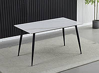 Нераскладной стильный кухонный обеденный стол керамическая столешница, металлические ножки 140*80 см King WH