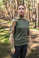 Кофта убакс multicam тактическая рипстоп качественная боевая женская ubacs штурмовая рубашка для зсу мультикам