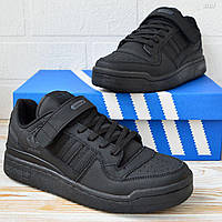 Мужские черные кроссовки Adidas Forum LOW Black нубук. матовые, адидас форум, фирма, топ качество весна лето