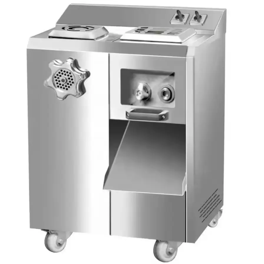 Потужна професійна м'ясорубка + слайсер шпигорізка Vektor-YD-JQ-7 (350 кг/год, 2.2+2.2 кВт!), фото 1