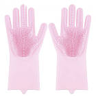 Силіконові рукавички Magic Silicone Gloves Pink для прибирання чистки миття посуду для будинку. Колір рожевий
