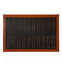 Чорний перфорований силіконовий килимок для випічки еклерів 40*60 см