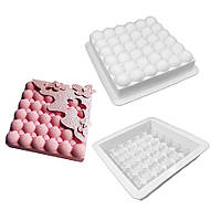 Форма силіконова для евродесертов Квадрат півсфери 36