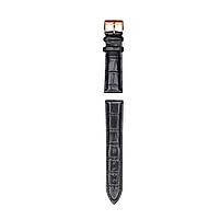 Ремінець шкіряний для годинника 20 мм чорний, пряжка -рожеве золото, фото 3