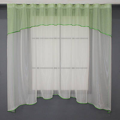 Гардина, (280х170см.) арка на кухню. Колір молочний з салатовим. Код 036к 50-370