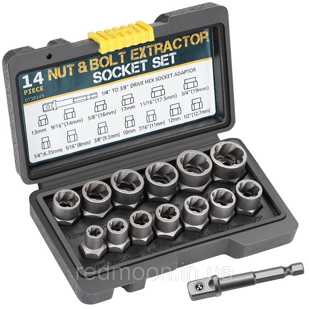 Набір екстракторів для видалення болтів 14шт, Nut Extractor / Набір для відкручування пошкоджених болтів