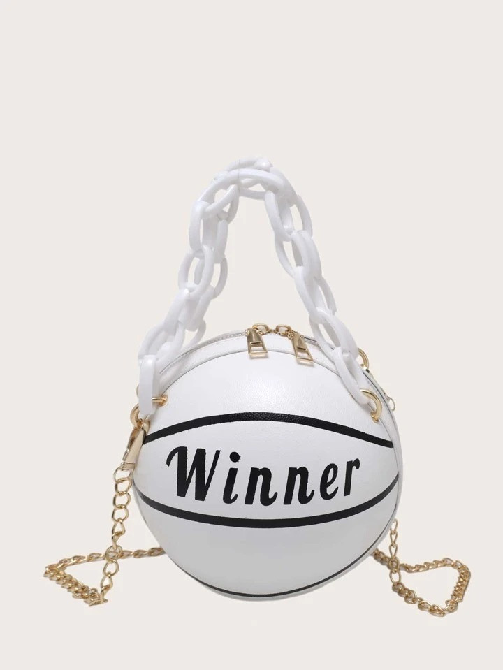 Жіноча кругла сумка WINNER м'яч на ланцюжку біла молочна