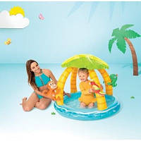 Надувной бассейн для детей c навесом Тропический Остров, Intex