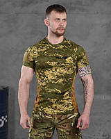 Армейская потоотводящая футболка на весну, Мужская тактическая военная футболка для ВСУ пиксель