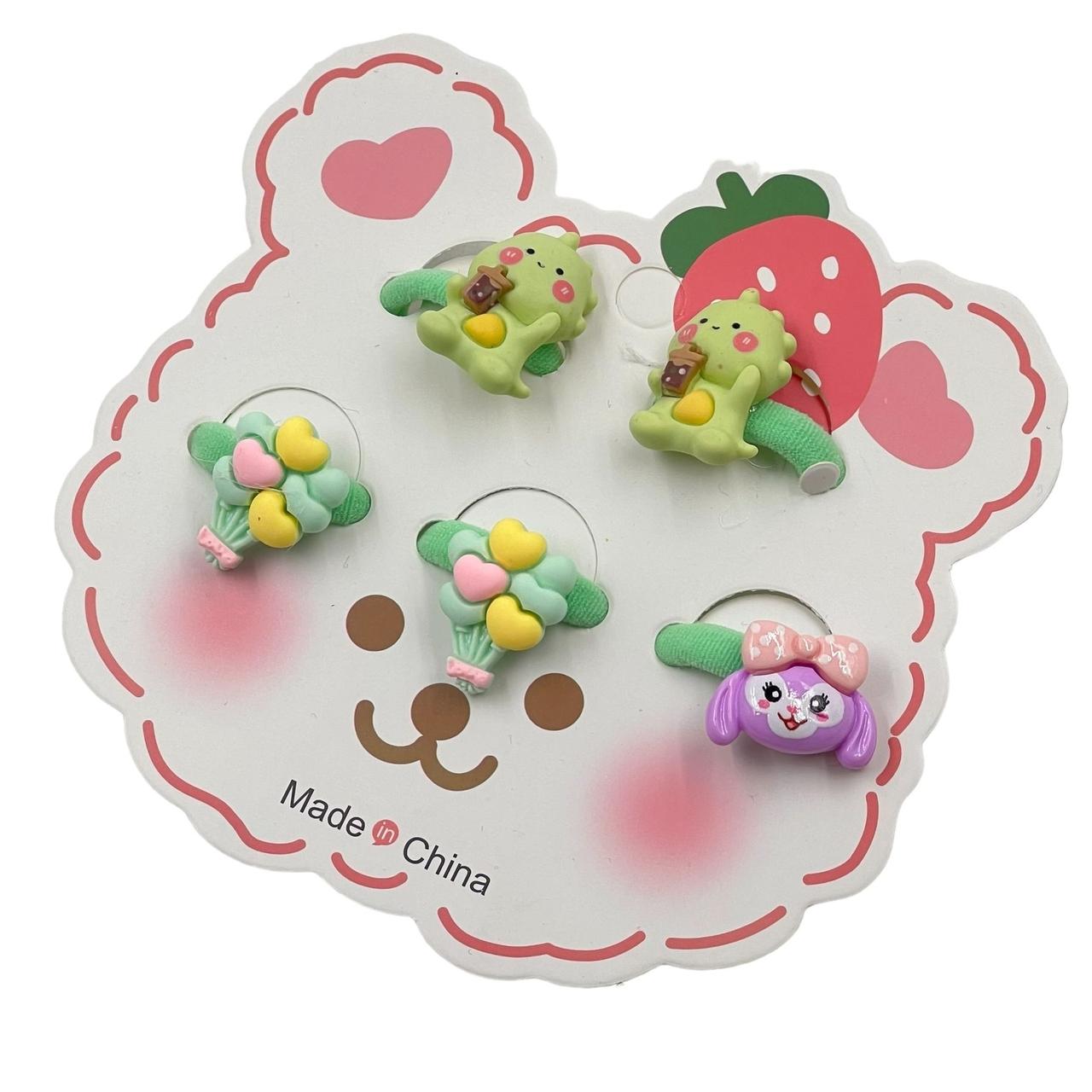 Гумки для волосся "Фігурки дитячі" Ведмежатко (5 шт.) кольорові (S101), набір гумок для волосся