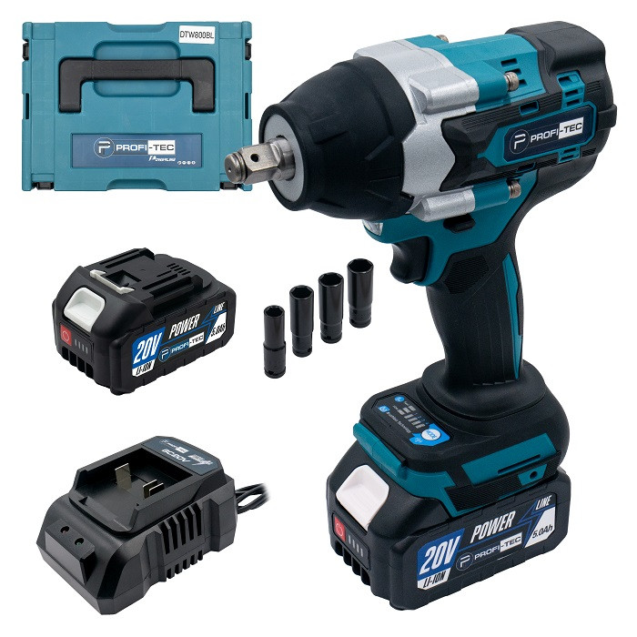 Акумуляторний гайковерт PROFI-TEC DTW800BL SET25 POWERLine, фото 1