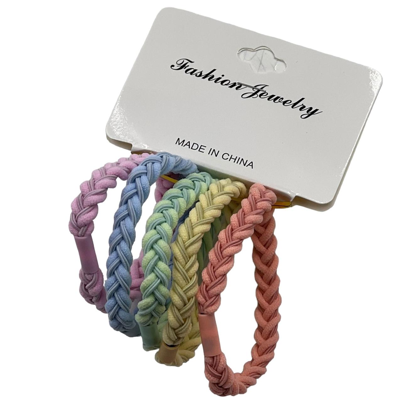 Гумки для волосся "Косочка" 15 см (5 шт.) кольорові (М1000), набір гумок для волосся