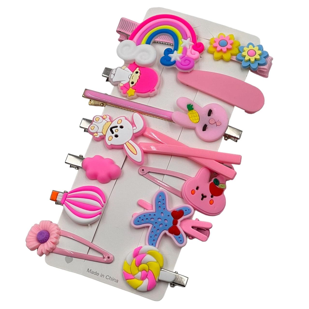 Шпильки-затискачі для волосся "Фігурки дитячі" з декором силік. 10*17 см (14 шт.) в асорт. (М1004) у пакеті