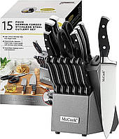 McCook® Knife Sets,German Stainless Steel Kitchen Knife Block Set with Built-in Sharpener
