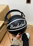 Дефект! Жіноча кругла сумка BASKETBALL м'яч на ланцюжку чорна, фото 8