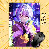 Килимок для мишки А4 - 210x290 мм Cyberpunk Edgerunners / Кіберпанк Ті, що біжать по краю 003