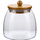 Банка скляна для зберігання продуктів із бамбуковою кришкою Helios 500 мл (500 GJ-A), фото 2