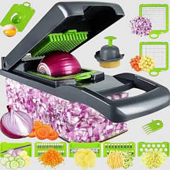 Багатофункціональна овочерізка із змінними насадками Nicer Dicer 22 предмети Терка для овочів із контейнером