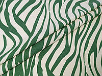 Ткань Лен с вискозой зебра, зеленый с молочным
