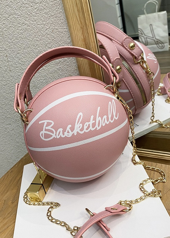 Жіноча кругла сумка BASKETBALL м'яч на ланцюжку рожева