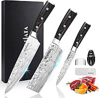 MOSFiATA Professional Chef Knife Set with German High Carbon Stainless Steel Kitchen Knife Set 3 PCSwith