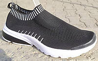 Розміри 40, 41, 42, 43, 44, 45  Комфортні чорні кросівки - шкарпетки, текстиль сітка, на підошві з піни
