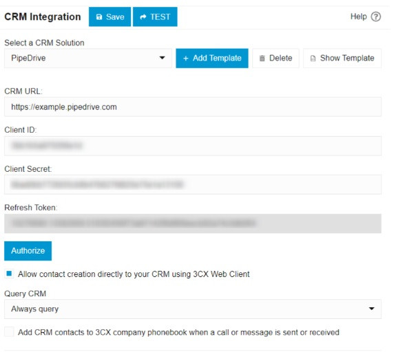 Настройки інтеграції з Pipedrive CRM в IP-АТС 3CX