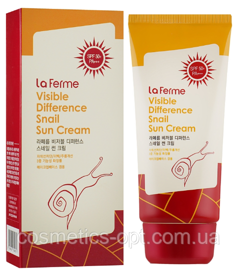 Сонцезахисний крем з екстрактом равлика FarmStay Visible Difference Snail Sun Cream SPF 50+/PA+++, 70 мл