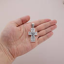 Масивний чоловічий срібний кулон хрестик двусторонній. Великий срібний хрестик чоловічий, фото 4