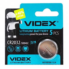 Батарейка-таблетка літієва VIDEX CR2032 5004LC 3V Silver 1 шт. (код: BAT2032)