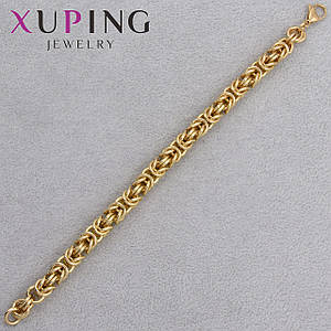 Браслет Xuping Jewerly застёжка карабин золотистого цвета декоративное плетение длина 19 см ширина 7 мм