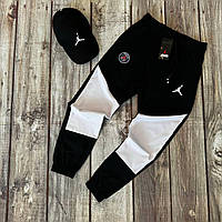 Мужские спортивные штаны Jordan легкая плащевка черно-белые Спортивки качественные летние жатка