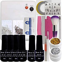 Warm Girl Nail Art Pro DIY Manicure Set 4 Colors Soak Off Uv Gel Polish 36W UV Curing Lamp Kit Set Nail Gel