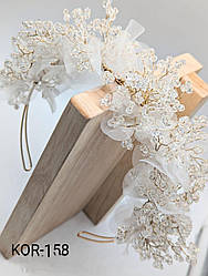 Обруч/Діадема ручної роботи біла прозора з кришталю