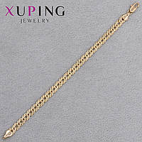 Браслет Xuping Jewerly застёжка карабин золотистого цвета плетение нонна длина 19 см ширина 5 мм