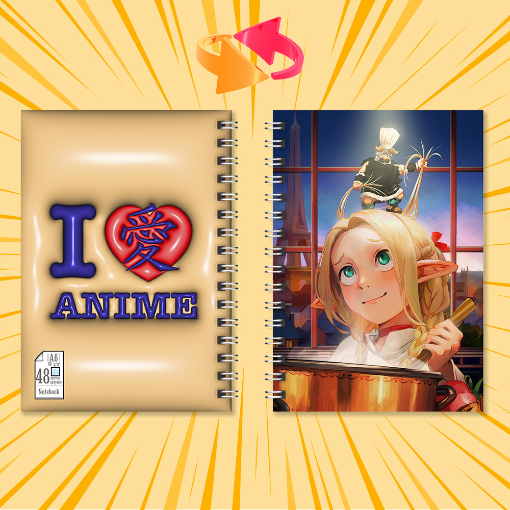 Блокнот на пружині в клітинку 48 арк. Delicious in Dungeon / Підземелля смакоти 004