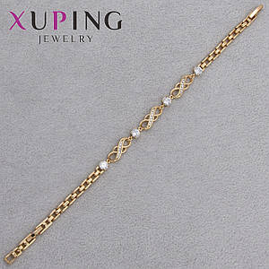 Браслет Xuping Jewerly застёжка карабин золотистого цвета плетение нонна длина 19 см ширина 5 мм