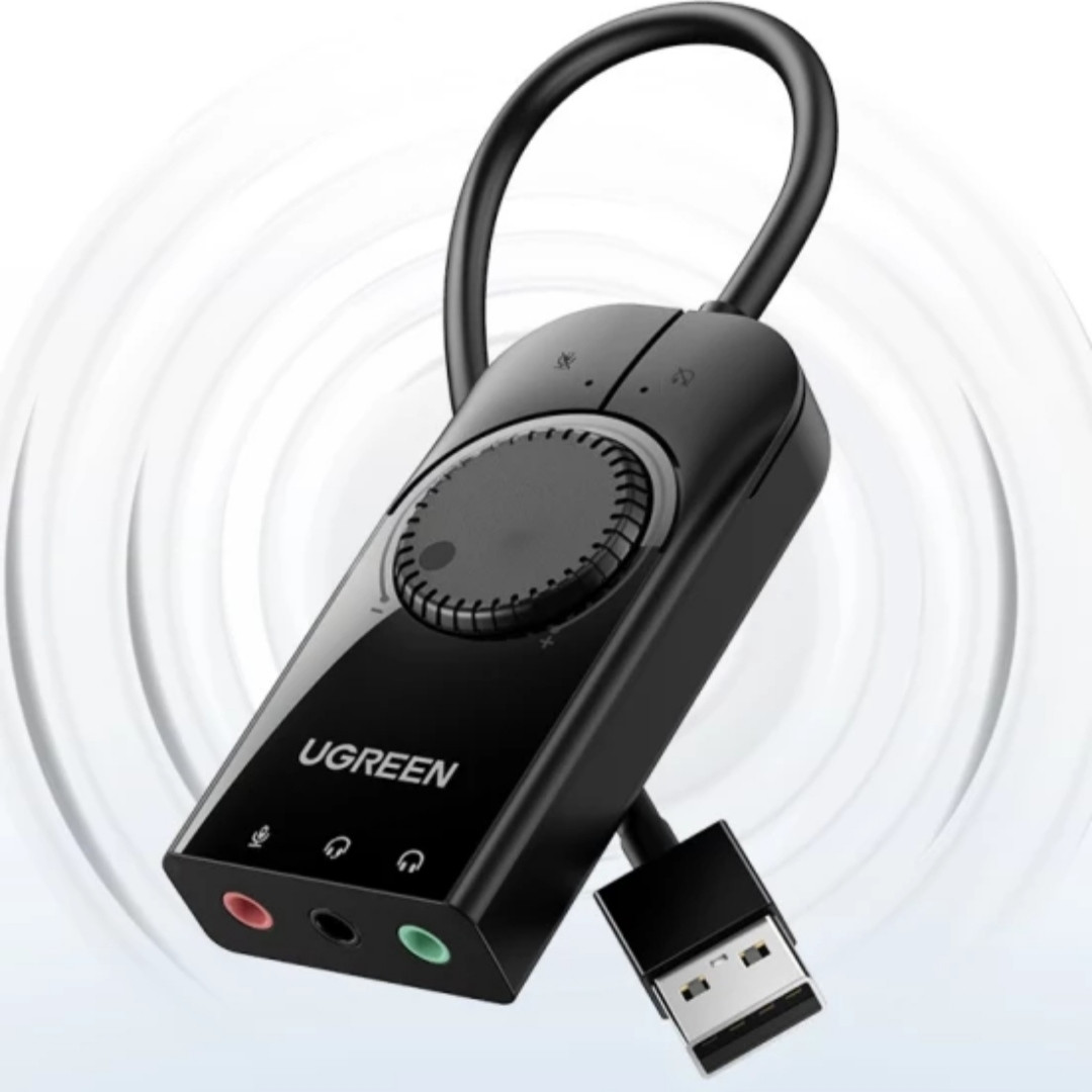 Зовнішня звукова карта 1 метр USB UGREEN CM129 із регулятором гучності Black