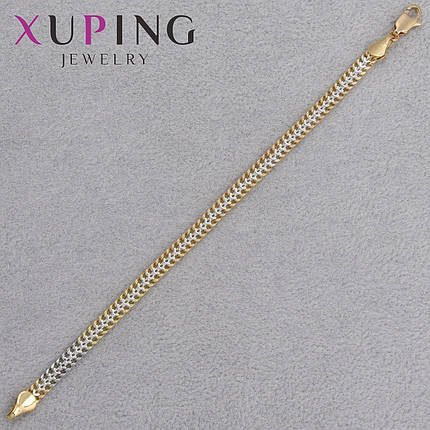 Браслет Xuping Jewerly комбинированного цвета застёжка карабин плетение персидская ночь длина 19см ширина 4 мм, фото 1