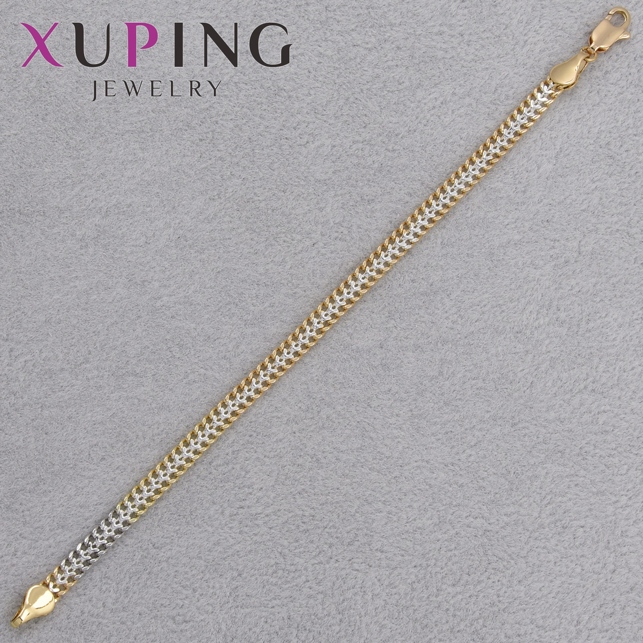 Браслет Xuping Jewerly комбинированного цвета застёжка карабин плетение персидская ночь длина 19см ширина 4 мм - фото 1 - id-p2179671233