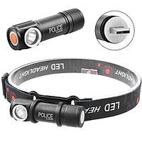 Налобный фонарь Police BL-2155-XPE + встроенный аккумулятор + USB, Мощный аккумуляторный RO-689 налобный skr