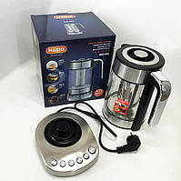 Хороший электрический чайник MAGIO MG-494 | Электрочайники с подсветкой | Чайник прозрачный IY-411 с skr