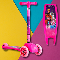 Трехколесный детский самокат для девочек Best Scooter со светящимися колесами и складной ручкой