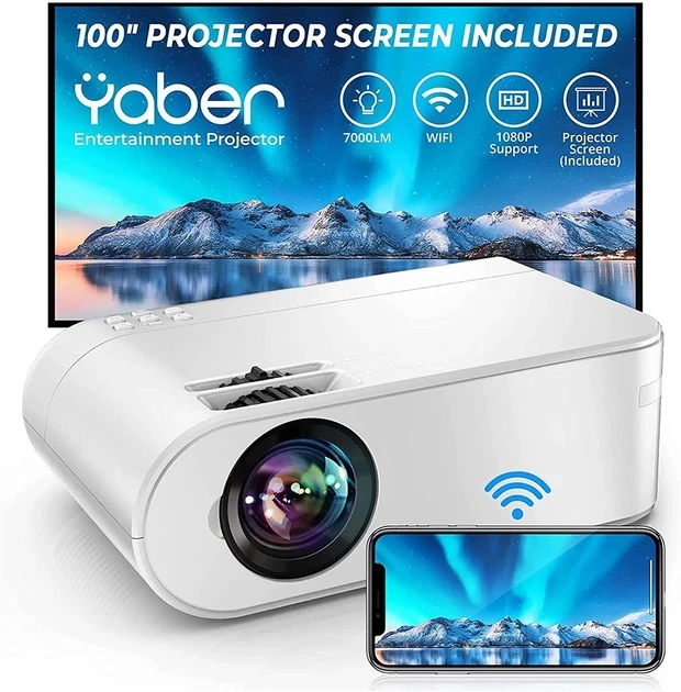 СТОК Портативний домашній проектор Yaber V2 HD LED 7000 Лм Wi-Fi Bluetooth