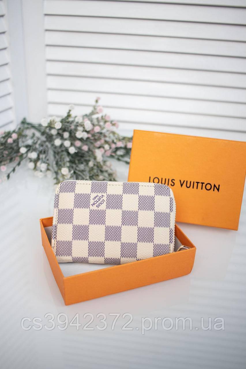 Женский кошелек мини Louis Vuitton Lux качество бежевая клетка - фото 1 - id-p2179696891