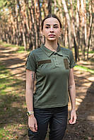 Поло олива coolmax тактическое ВСУ легкое армейское кулмакс женская футболка уставная хаки полевая штурмовая