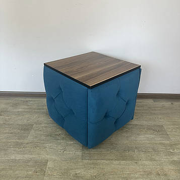 Пуф-трансформер 5в1 Остін-1 зі столиком велюр бірюзовий/горіх каліфорнійський 2-4-9005