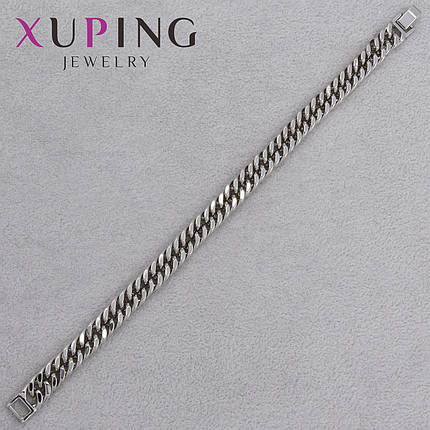 Браслет Xuping Jewerly серебристого цвета застёжка шарнир панцирное плетение длина 21 см ширина 8 мм, фото 1