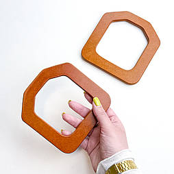 Ручки дерев'яні для сумок охра 12х13 см пара, ручки на сумку, дерев'яні ручки для сумок (88-2015)